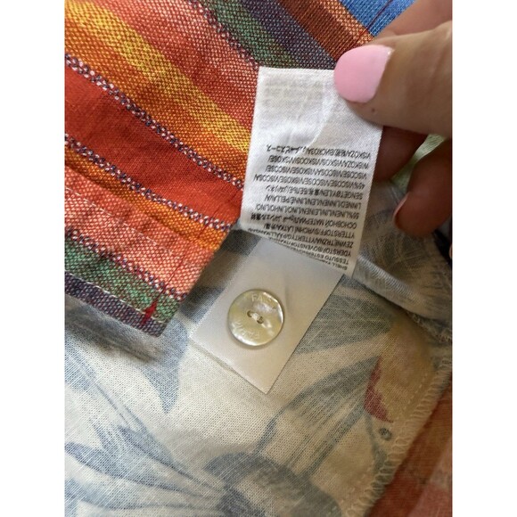 Farm Rio Bird Tropical Print Short Sleeve Button Shirt Size XS Linen Blend - Picture 5 of 10